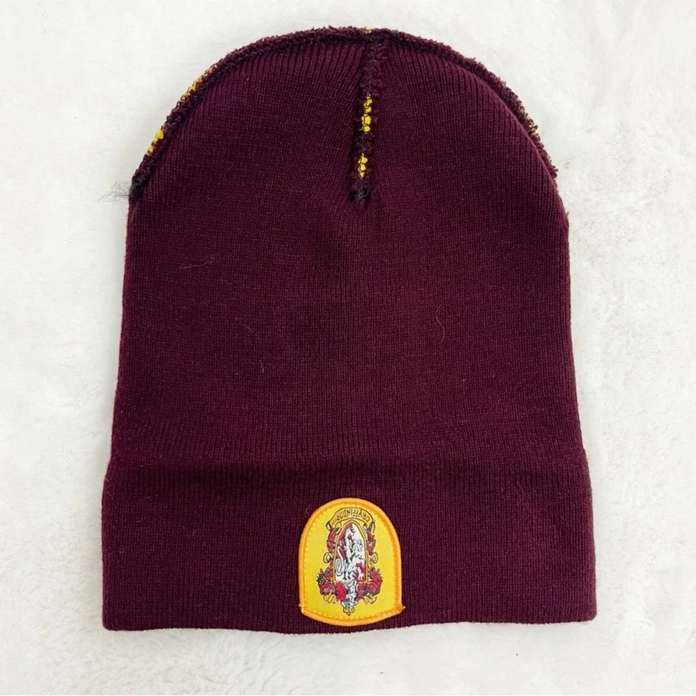 Harry Potter Kids Gryffindor Knit Beanie Stocking Cap Maroon Gold Winter Hat